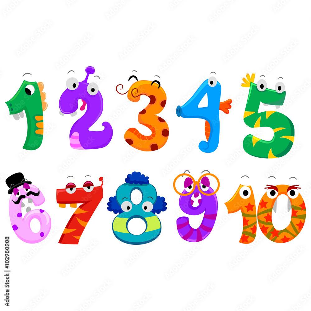 Illustration of Set of Numbers Monster Illustration of Set of Numbers Monster