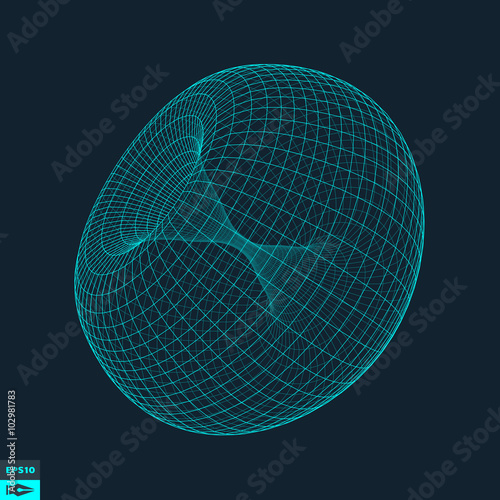 Torus. Molecular lattice. Connection structure. 3d Vector Illustration.