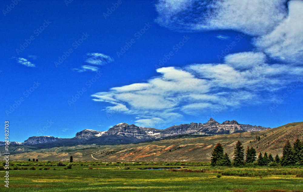 Dubois Wyoming  - Absaroka Mountains under summer cirrus cloudscape