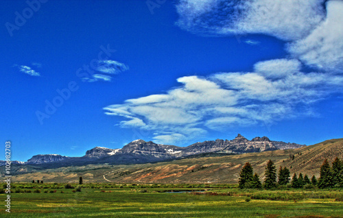 Dubois Wyoming  - Absaroka Mountains under summer cirrus cloudscape photo
