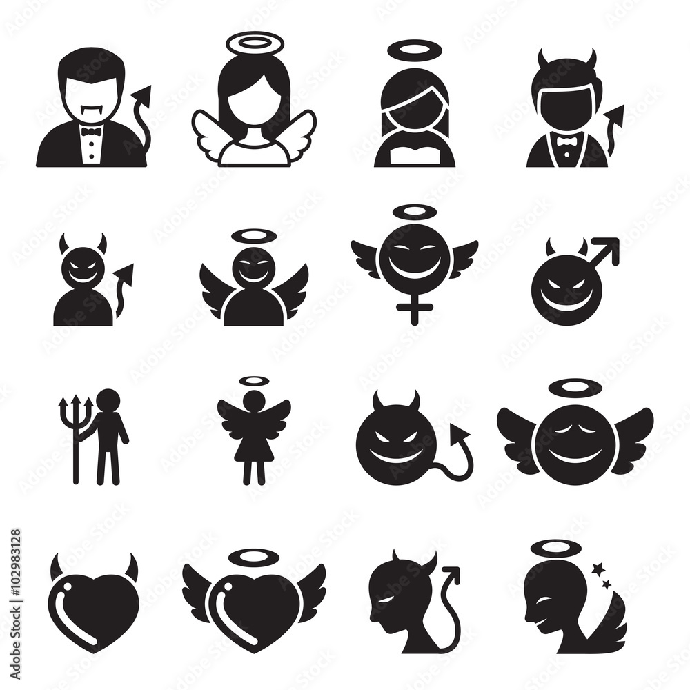 Devil & Angel icon set Stock Vector | Adobe Stock