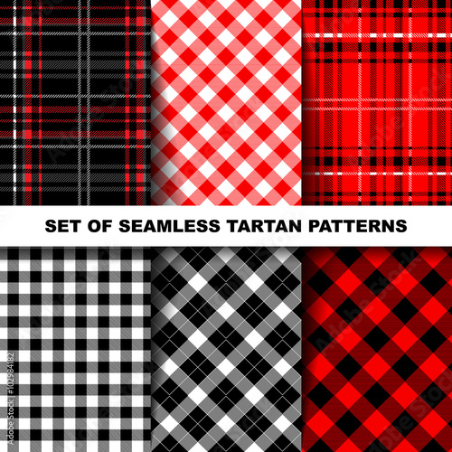 Set of seamless tartan patterns.