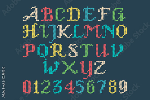 Vintage knitted alphabet