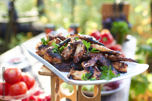 grilled chicken wings outdoor