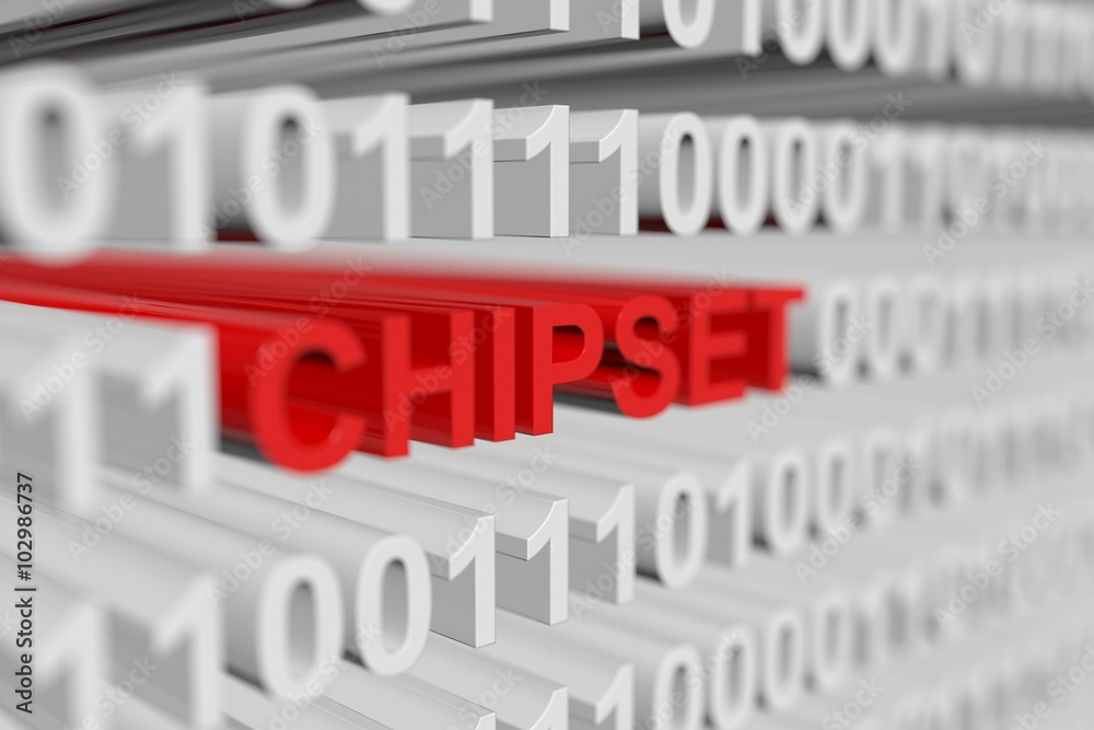 CHIPSET is presented in the form of a binary code with blurred background