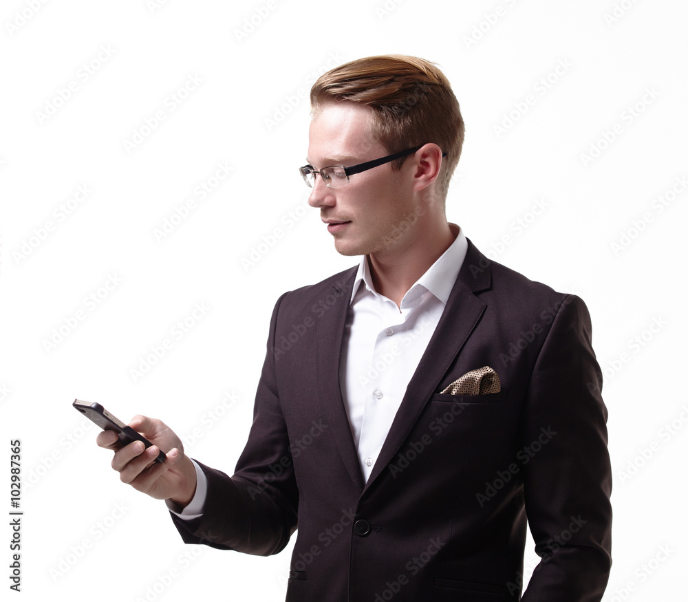 young businessman with a phone young businessman with a phone