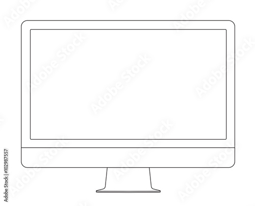 Outline drawing PC monitor. Elegant thin line style design. Vector illustration.