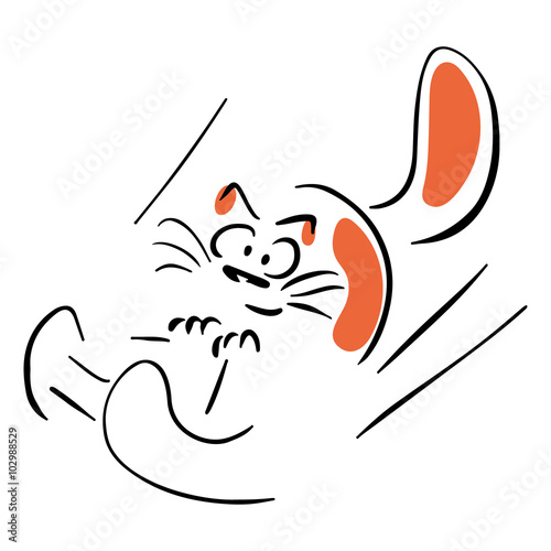 Cat riding a sleigh