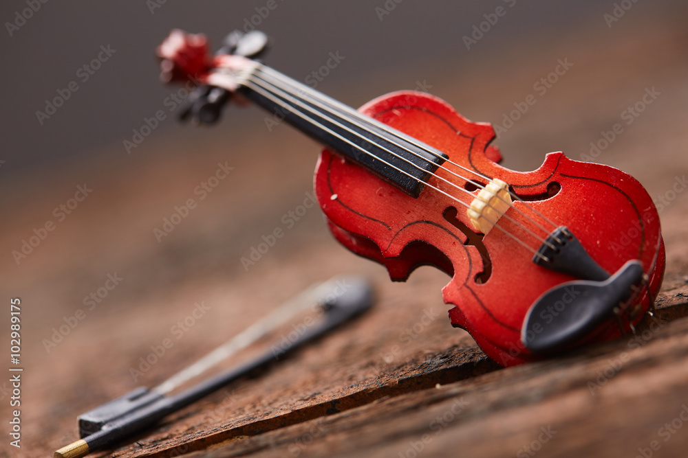 Fototapeta premium violin on a wooden background