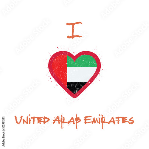 United Arab Emirates flag in a heart shape, perfect for t-shirts and travel souvenirs.