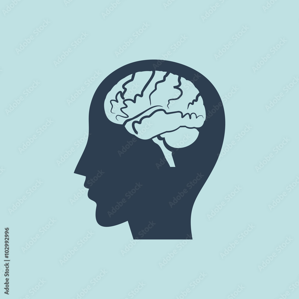 Icon Of Human Head & Brain. EPS 10 Icon Of Human Head & Brain. EPS 10