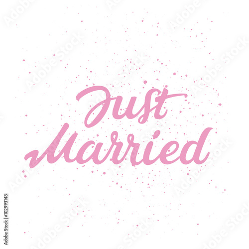 Hand drawn lettering of text Just Married  © iracosma