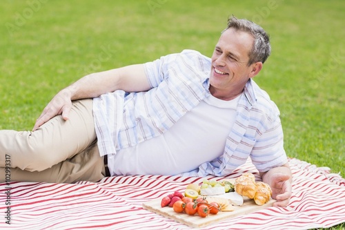 Happy man having a picnic