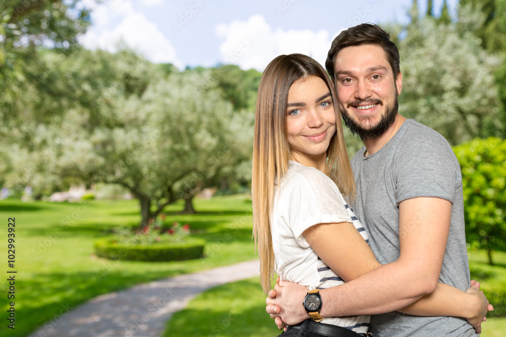 Cheerful young couple standing Cheerful young couple standing