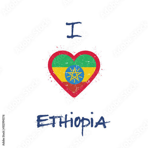 I love Ethiopia t-shirt design. Ethiopia flag in the shape of he