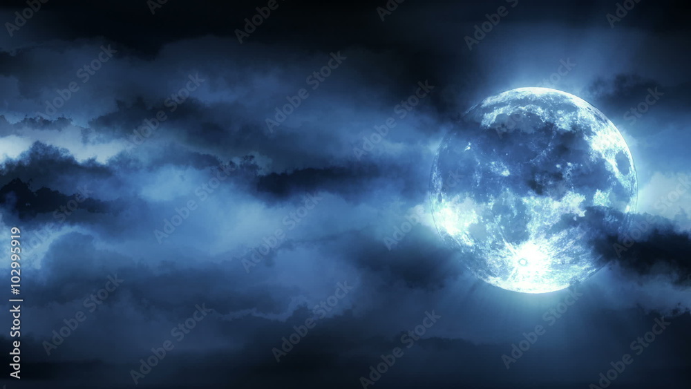 Background with animated clouds and shining moon. Seamless loop. Background with animated clouds and shining moon. Seamless loop.