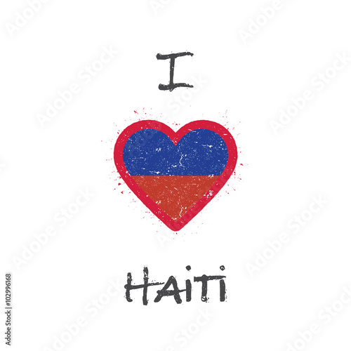 I love Haiti t-shirt design. Haiti flag in the shape of heart on photo