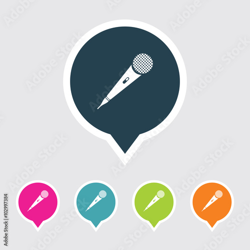 Very Useful Editable Microphone Icon on Different Colored Pointer Shape. Eps-10.