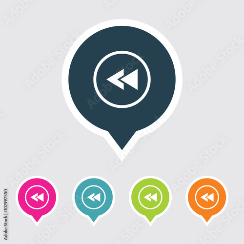 Free Download Very Useful Editable Rewind Icon on Different Colored Pointer Shape. Eps-10. - GFXLoad