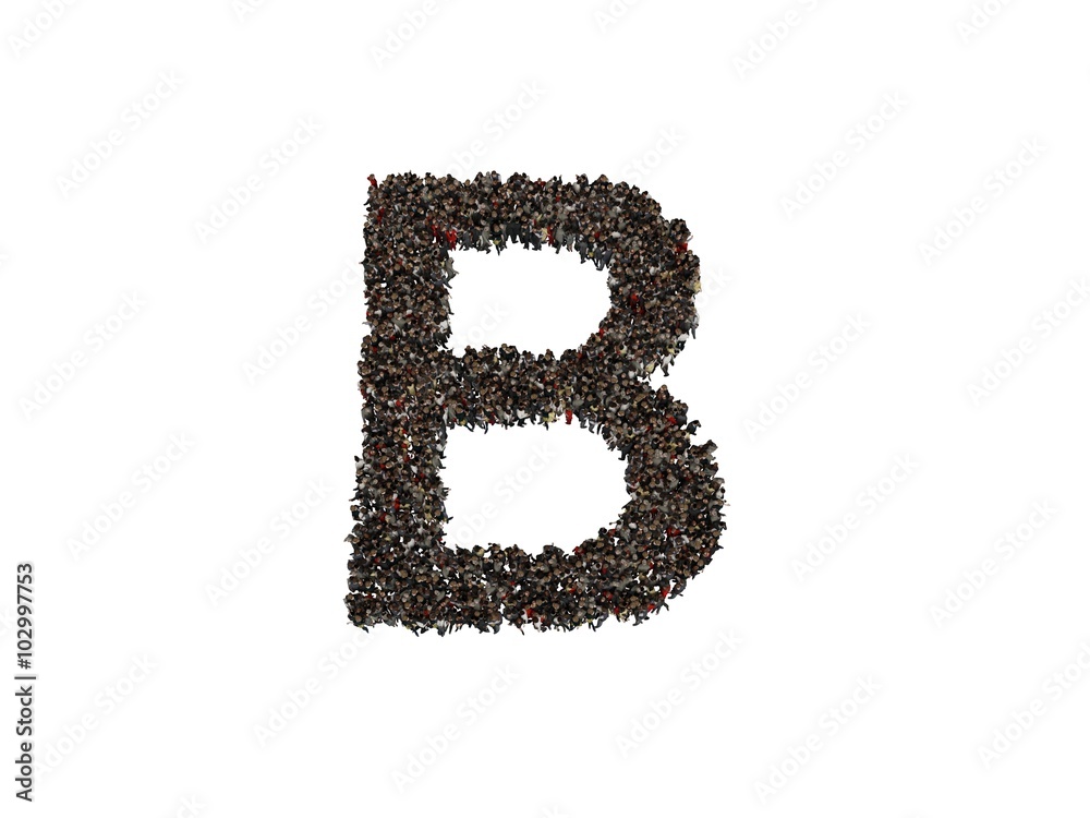 3d characters forming the letter B