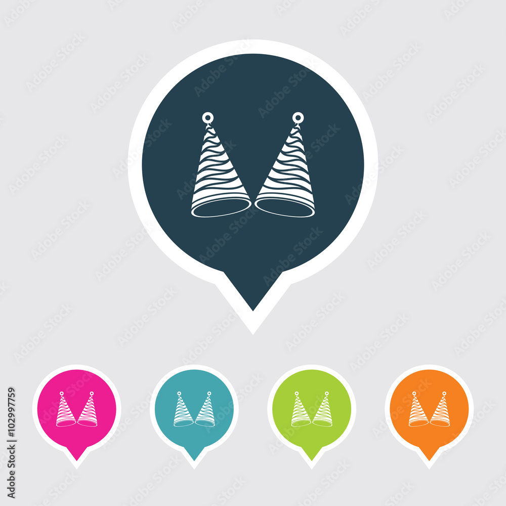 Very Useful Editable Celebration Cap Icon on Different Colored Pointer Shape. Eps-10.