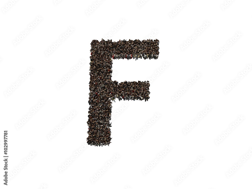 3d characters forming the letter F