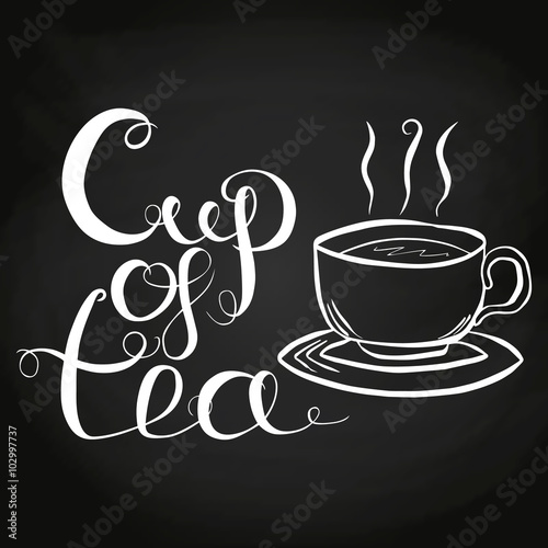 Cup Of Tea Lettering Vector Illustration