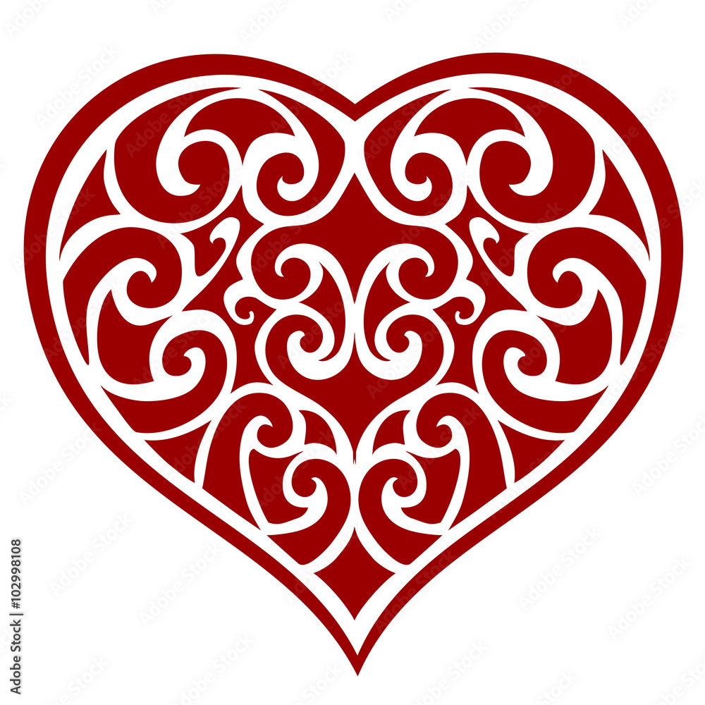 The openwork silhouette of a heart is suitable for laser cutting.