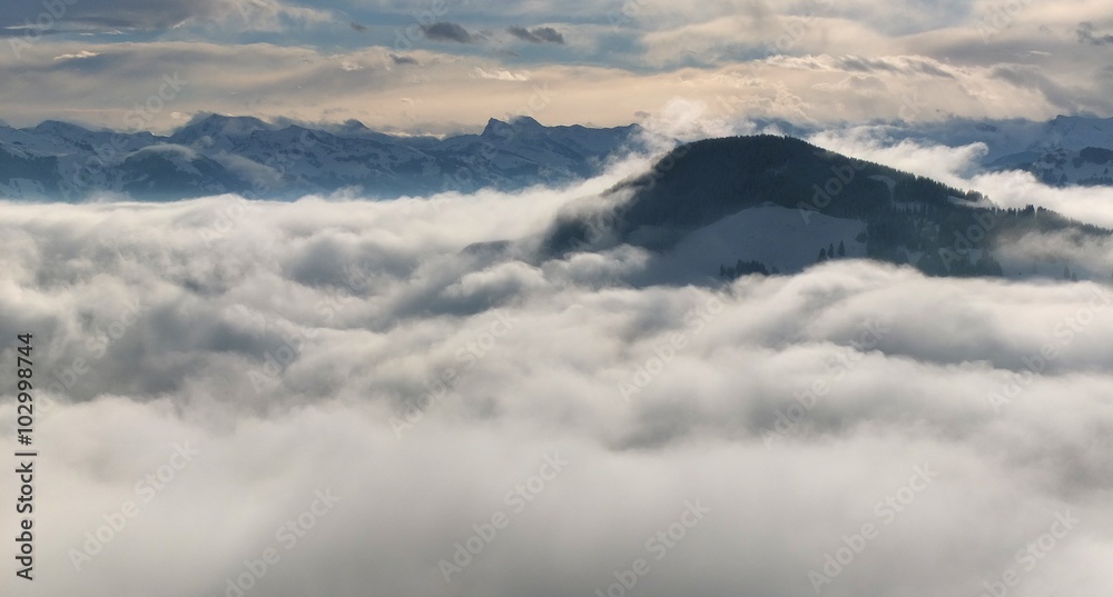 A sea of clouds in the valley 