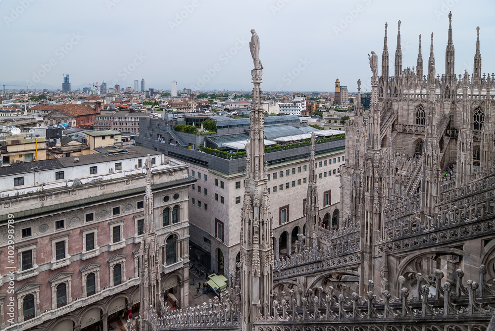 MILAN, ITALY - MAY 19, 2010: A view from the roof of Milan Cathe