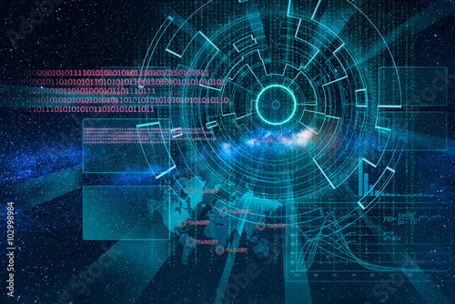 cyber laser target on milky way background