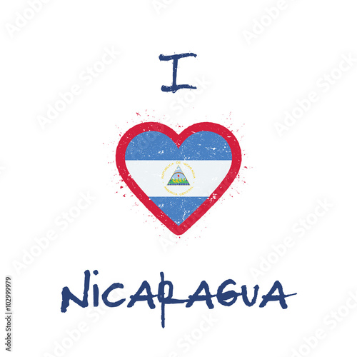 I love Nicaragua t-shirt design with the Nicaragua flag in a heart shape. Great for Nicaragua lovers!