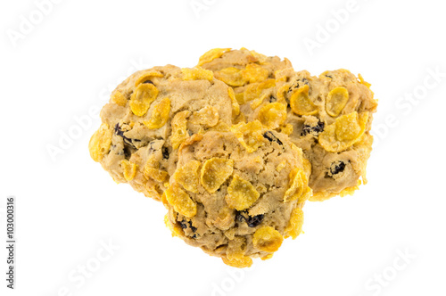 currant and cornflakes cookie isolate on white background photo