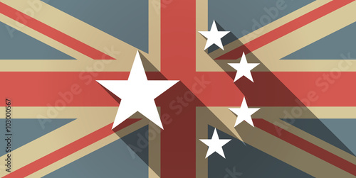Long shadow UK flag icon with  the five stars china flag symbol