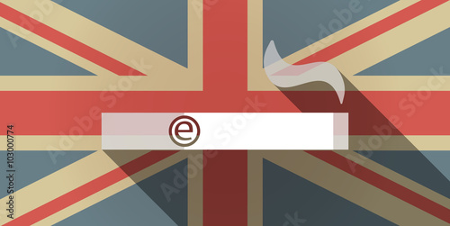 Long shadow UK flag icon with an electronic cigarette