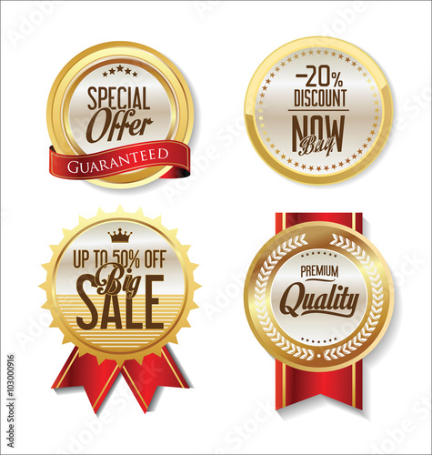 Retro vintage golden labels collection
