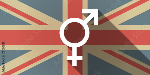 Long shadow UK flag icon with a bigender symbol