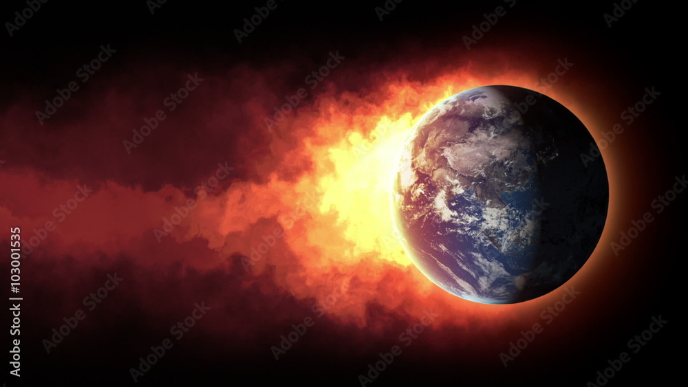 3d rotating globe with fire tail. Seamless loop. 3d rotating globe with fire tail. Seamless loop.