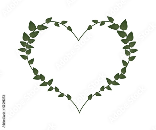 Green Vine Leaves in Lovely Heart Shape