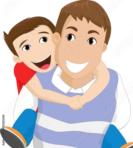 Father carrying his son