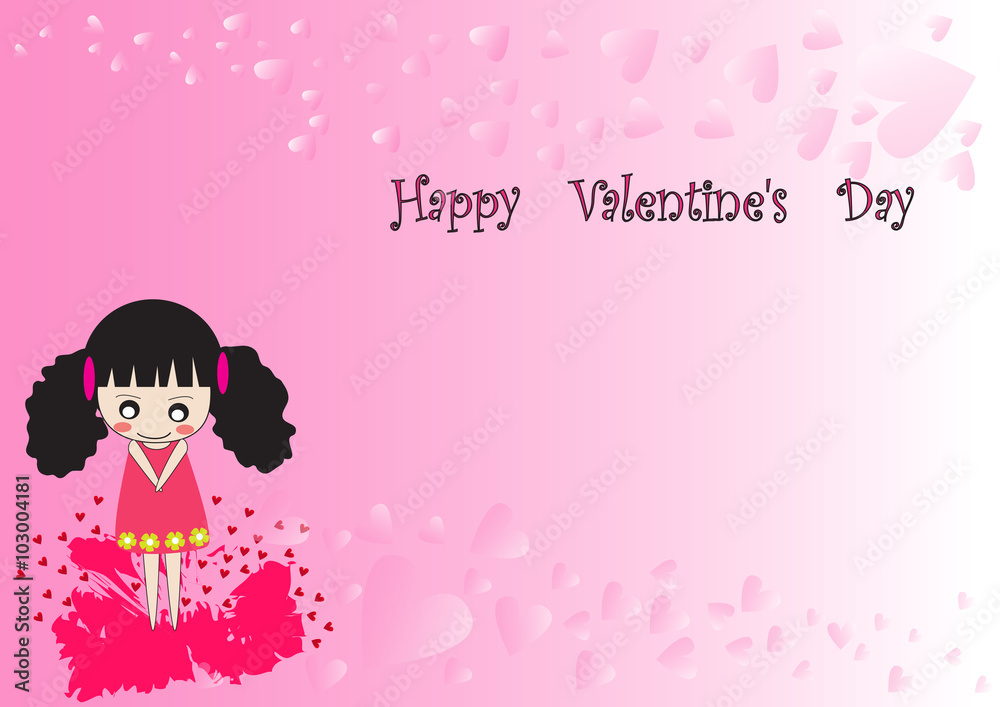 Cute girl with pink heart in the background. Cute girl with pink heart in the background.