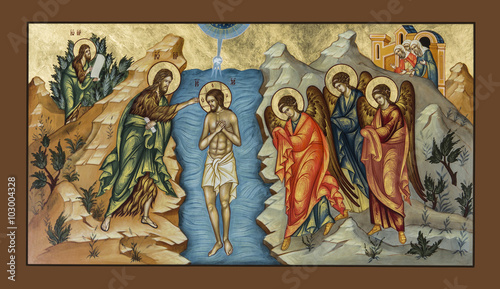 Quadro su tela Icon of the Baptism of Christ
