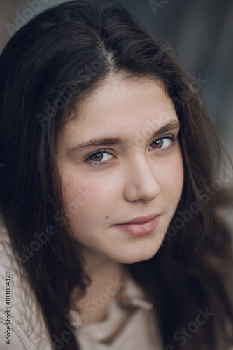 Beautiful teenager girl close up portrait 