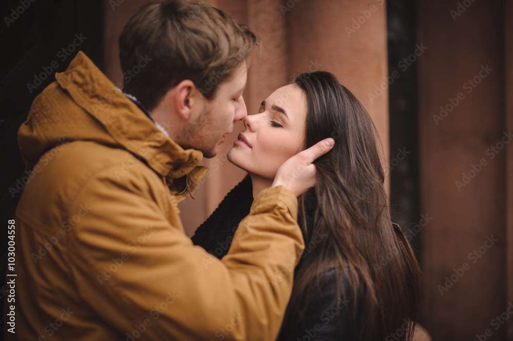 Young couple in love outdoor.Stunning sensual outdoor portrait