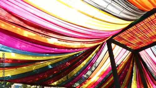 Shot of curtain decoration at Dilli Haat, Delhi, India