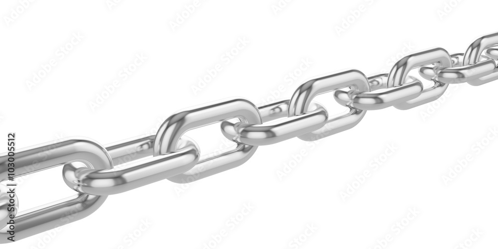 Obraz premium Chrome chain isolated on white background.