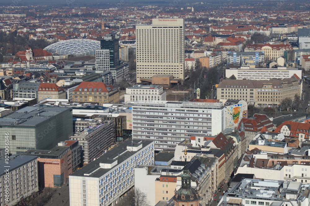 Leipzig, Blick über die Innenstadt nach Norden