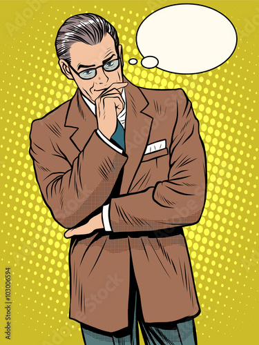 Experienced businessman thinks