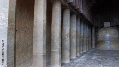 Pan shot of Stupa at the Bhaja Caves, Lonavala, Pune, Maharashtra, India photo