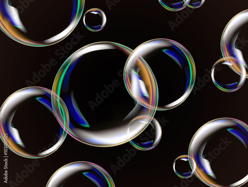 Transparent rainbow soap bubbles background vector.